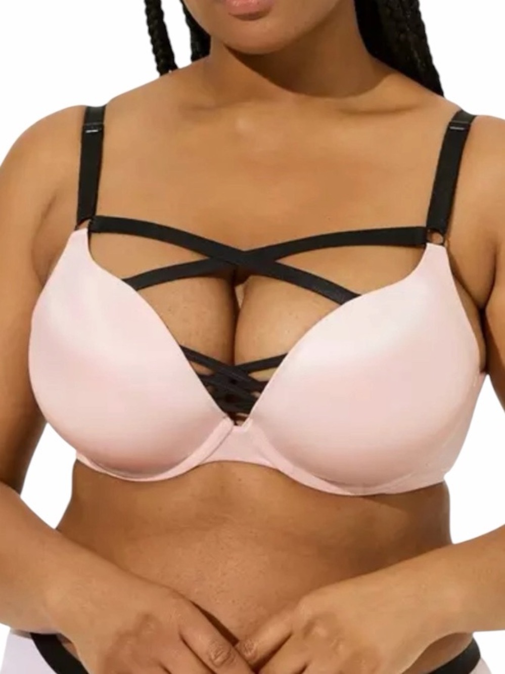 Torrid Women’s XO Plunge Push Up Shine 360 Back Smoothing Bra Pink Size 40DD